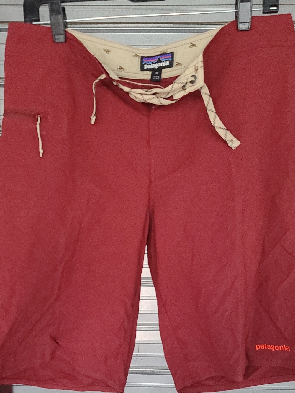 Patagonia Men's Red Board Shorts with Cream Waistband
